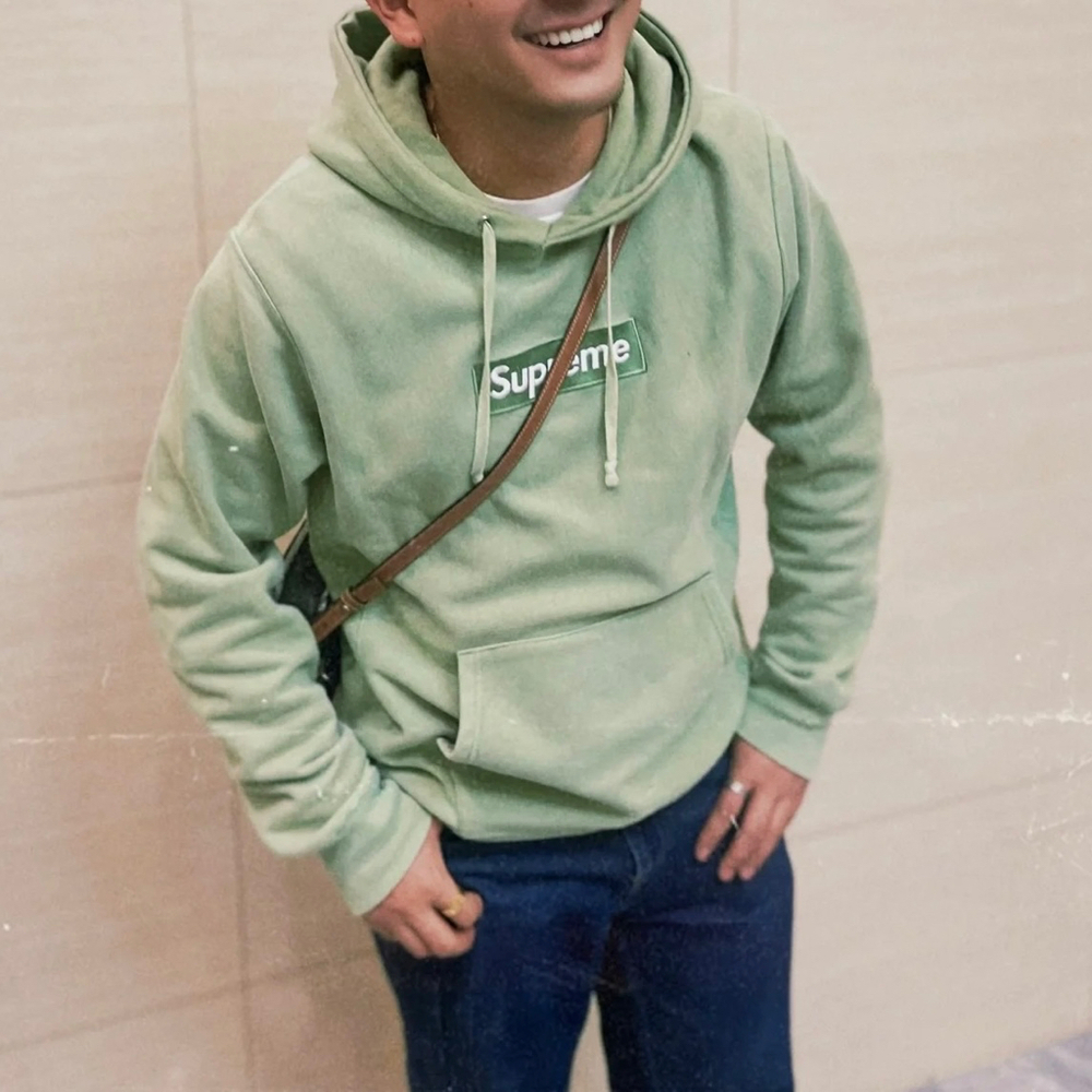 Authentic Supreme Sage Color Box Hoodie
